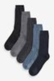 Jeff Banks Blue Chunky Knit Rib Boot Socks 5 Pack - Image 1 of 1