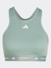 adidas Green Techfit Power Impact Medium Support Sports Bra - Image 1 of 1