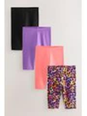 Animal/Purple/Coral 4 Pack Cropped Leggings (3-16yrs) - Image 1 of 1