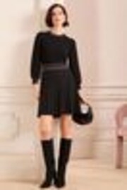Love & Roses Black Petite Petite Fine Gauge Scallop Detail Spot Knitted Mini Dress - Image 1 of 1
