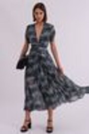 Religion Green Delight Maxi Wrap Dress With Cap Sleeve in Beautiful Prints - Image 1 of 1