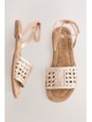 Rose Gold Pink Leather Standard/Wide Fit Forever Comfort® Woven Flat Sandals - Image 1 of 1
