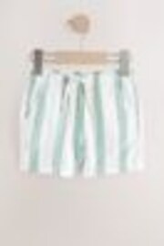 Sage/White Stripe Linen Blend Pull-On Shorts (3mths-7yrs) - Image 1 of 1