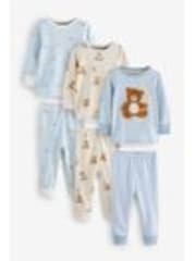 modra/bež dojenček Bear - 3 Pack mehek in prijeten na dotik Pižame (9mths-6yrs) - Slika 1 iz 1