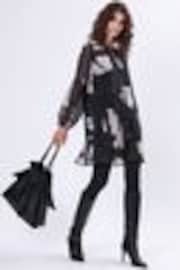 Religion Black Infinity Mini Tunic Dress With Cuffed Sleeves In Hand Painted Prints - Image 1 of 1