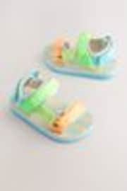 Blue/Green Bright Stripe Wide Fit (G) Touch Fastening Adjustable Strap Tape Trekker Sandals - Image 1 of 1