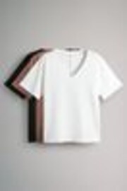 The Set Black/Clay/Cream Slub 100% Cotton V-Neck T-Shirts 3 Pack - Image 1 of 1