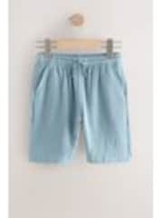 Navy 100% Cotton Soft Textured Woven Shorts (3-16yrs) - Image 1 of 1
