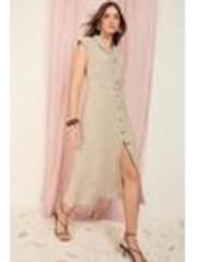 Friends Like These Neutral Short Sleeve Tailored Utility Dress - Image 1 of 1