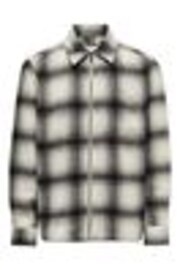 Only & Sons White Check Wool Zip Up Overshirt - Image 1 of 1