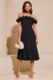 Lipsy Ruffle Bardot Fit And Flare Midi Dress - Imagen 1 de 1