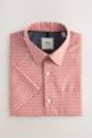Red Geometric Easy Iron With Button Down Collar Short Sleeve Oxford Shirt - Image 1 of 1