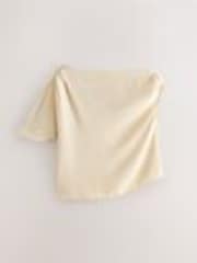 Cream Asymmetric Drape Short Sleeve Top - Image 1 of 1