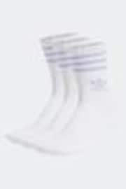 adidas Originals White/Purple Mid Cut Crew Socks 3 Pack - Image 1 of 1