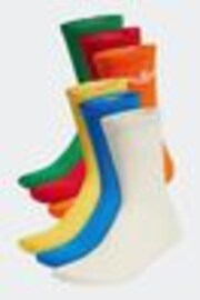 أبيض/أزرق - adidas Originals Trefoil Crew Socks 6 Pack - صورة 1 من 1