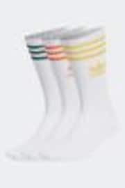 adidas Originals White/Gold Mid Cut Crew Socks 3 Pack - Image 1 of 1