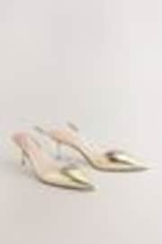 Gold Forever Comfort® Point Toe Detail Vinyl Slingback Heels - Image 1 of 1