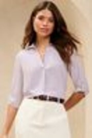 Lipsy Lilac Purple V-Neck 3/4 Sleeve Collared Blouse - Image 1 of 1