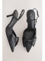 Black Forever Comfort® Point Toe Bow Slingback Heels - Image 1 of 1