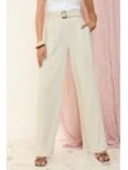 Friends Like These Ivory Wide Leg Tailored Trousers With Linen - Image 1 of 1