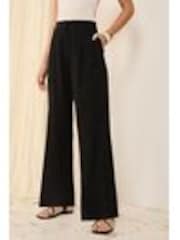 Friends Like These Black Wide Leg Tailored Trousers With Linen - Image 1 of 1