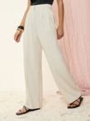 Friends Like These Neutral Wide Leg Tailored Trousers With Linen - Image 1 of 1