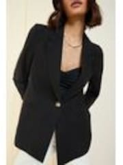 Friends Like These Black Single Breasted Linen Blend Tailored Blazer - Image 1 of 1