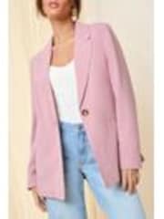 Friends Like These Pink Single Breasted Linen Blend Tailored Blazer - Image 1 of 1