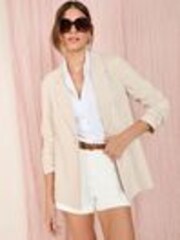 Friends Like These Neutral Single Breasted Linen Blend Tailored Blazer - Image 1 of 1