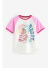 Little Bird by Jools Oliver Pink/Purple Rainbow Raglan Short Sleeve T-Shirt - Image 1 of 1