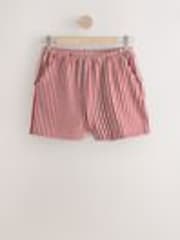 Burg/White Textured Stripe Shorts - Image 1 of 1