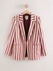 Rojo/crudo - Striped Blazer with Linen - Imagen 1 de 1