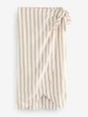 Ecru/Yellow Linen Rich Striped Wrap Midi Skirt - Image 1 of 1