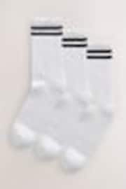White/Black Stripe Cushion Sole Ribbed Sport Ankle Socks 3 Pack With Arch Support - Image 1 of 1