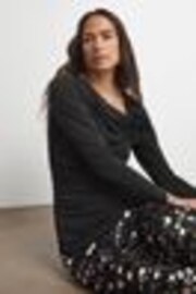 Joanna Hope Ruched Black Top With Bow - Image 1 of 1