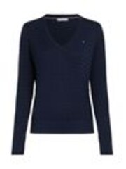 Tommy Hilfiger Blue Cable V-Neck Jumper - Image 1 of 1
