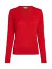 Tommy Hilfiger Red Cable V-Neck Jumper - Image 1 of 1