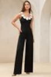 Lipsy Black 3d Flower Detail Jumpsuit - Image 1 of 1