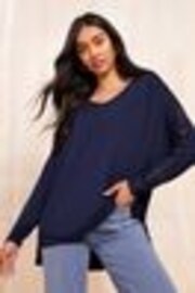 Friends Like These Navy Petite Long Sleeve Crochet Trim Tunic - Image 1 of 1