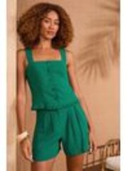 Love & Roses Green With Ruffle Button Through Linen Top - Image 1 of 1