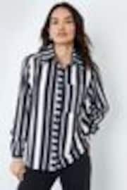 Another Sunday Oversized Mono Stripe Print Satin Co-ord Shirt - Imagen 1 de 1