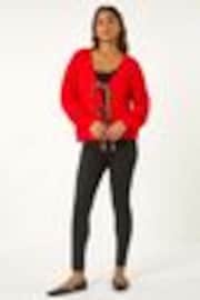 Roman Red Leopard Print Tie Front V-Neck Cardigan - Image 1 of 1
