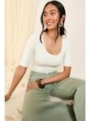 Friends Like These Cream Short Sleeve Jersey Ribbed Scoop Neck Bodysuit - Image 1 of 1