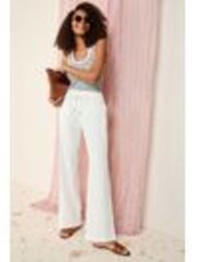 Friends Like These White Wide Leg Linen Blend Trousers - Image 1 of 1