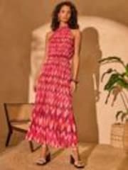 Love & Roses Red Mesh Midaxi Halterneck Dress - Image 1 of 1