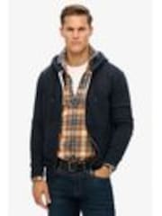 Superdry Blue Dark Essential Logo Slim Fit Zip Hoodie - Image 1 of 1