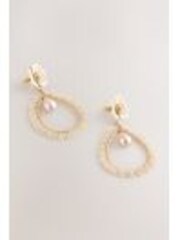 Blanco - Flower Pearl Effect Drop Earrings - Imagen 1 de 1