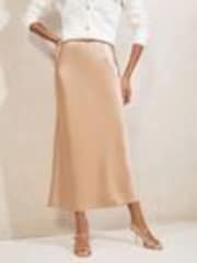 Lipsy Champagne Midi Satin Skirt - Image 1 of 1