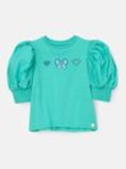 Angel & Rocket Green Agatha Heart Print Rib T-Shirt - Image 1 of 1