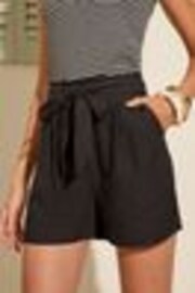 Friends Like These Black Linen Blend Elasticated Waist Shorts - Image 1 of 1